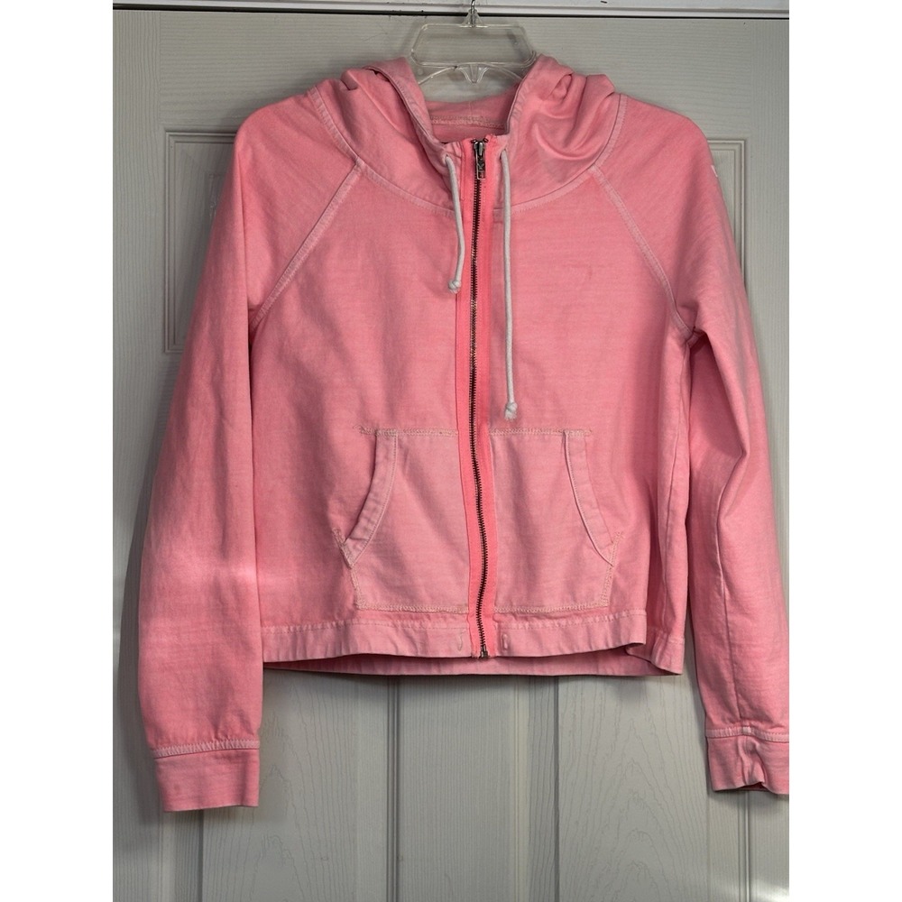 American Eagle Outfitters zip up neon Coral Hoodie Size Medium